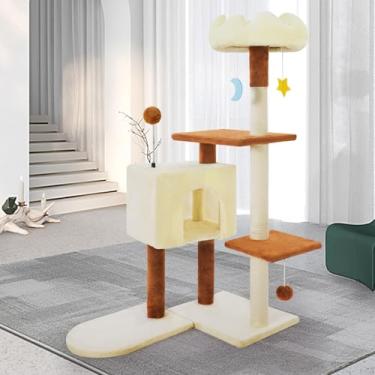 Imagem de Torre de árvore para gatos de 104 cm com poste para arranhar, árvores de gato altas para gatos grandes e adultos, móveis aconchegantes de vários níveis para gatos e condomínios com poleiro superior