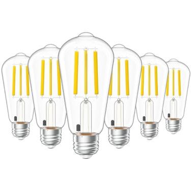 Imagem de Sunco Lighting Pacote Com 6 Lâmpadas Led Edison Vintage Residenciais Para Ambientes Internos Sunco, Do Anoitecer Ao Amanhecer, Equivalente A 75 W, 850 Lúmens, Filamento St58 Não Regulável, 4000 K, B