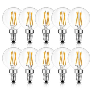 Imagem de BRIMAX Pacote Com 10 Lâmpadas G16.5, Reguláveis, Led E12 De 6 W, Equivalentes A 60 Globo Pequeno 600 Lm, 2700 K, Branco Quente, Ca 120 V, Sem Cintilação, Para Ventiladores Teto, Lustre Pendente Banh