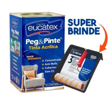 Imagem de Tinta Acrílica Peg & Pinte 18l Branco Sem Cheiro Eucatex + Kit pintura