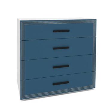 Imagem de Cômoda Valência 4 Gavetas Azul e Branca - Modern