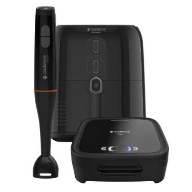 Imagem de Kit Trio Black Cadence - Sanduicheira Click Fritadeira 4L Mixer 220V