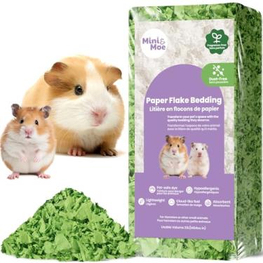 Imagem de mini&moe Roupa de cama para porquinhos-da-índia para hamster: papel natural absorvente de umidade e livre de poeira - para porquinhos-da-índia, hamsters e coelhos, 17 litros