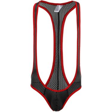 Imagem de Homens Collant Bodysuit Shapewear Sexy Undershirts Collant Jockstrap Malha Macacões Wrestling Singlet One-piece Bodysuits Suspensórios Wrestling Singlet, Black1, M