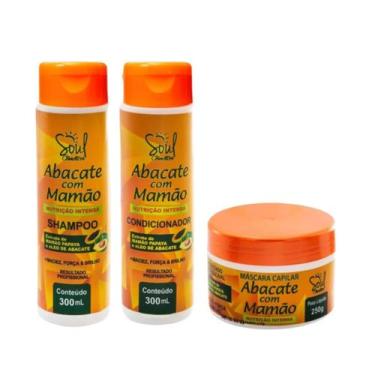 Imagem de Kit Capilar Abacate E Mamão (3 Itens) - Soul Cosméticos - SOUL COSMETI