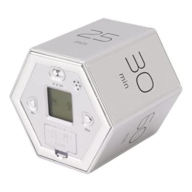 Imagem de Zerodis Cubos Magnéticos Com Alarme de Telonaria de LCD para a Motivação Infantil Funciona Pequeno Timer de Gerenciamento de Tempo área de Trabalho, Branco (Prata)