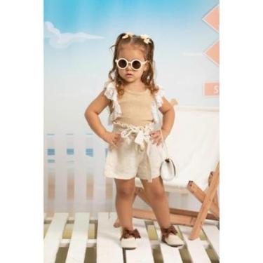 Imagem de Conjunto Blusa + Shorts Linho Menina Verão Lessa Kids B9168-Feminino