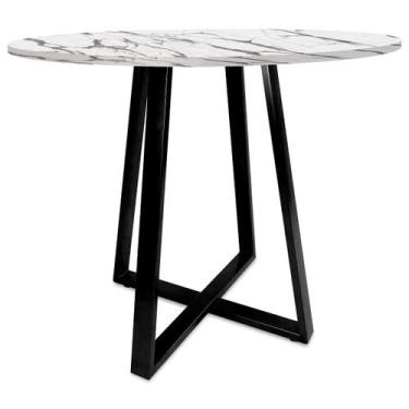 Imagem de Mesa De Jantar Para Cozinha Em aço Estilo Industrial Gizé Tampo Redond