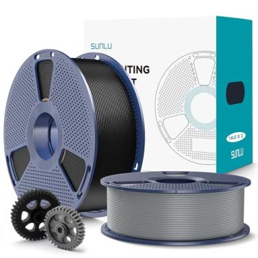 Imagem de SUNLU Filamento de impressora 3D PLA+2.0 2 kg, filamento PLA+ de atualização 1,75 mm, mais resistente e forte, precisão dimensional +/-0,02 mm, 1 kg por carretel, pacote com 2, total de 2 kg, preto +