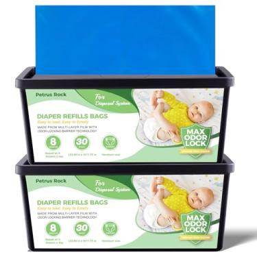 Imagem de Pacote com 2 sacos de refil de fraldas | Compatível com refil Genie Easy Roll Refill Signature & Platinum Baldes | Extra grosso | Controle de odor de 7 camadas | Sacos de fraldas perfumados de lavanda