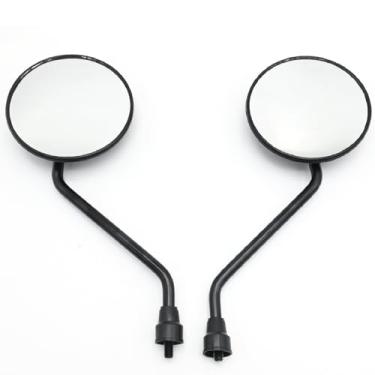 Imagem de Zreneyfex 2 peças de espelhos retrovisores universais de plástico redondo preto de 8 mm, ajustes tipo bola de 360°, substituição para motocicleta ATV scooter 50cc 70cc 90cc 110cc 125cc 150cc 200cc