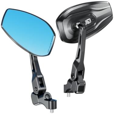 Imagem de VAZESWIN Espelhos de motocicleta dobráveis de liga de alumínio à prova de chuva com parafusos M10, lentes azuis antiofuscamento CNC usinadas HD, espelhos retrovisores de lentes azuis, vários ângulos