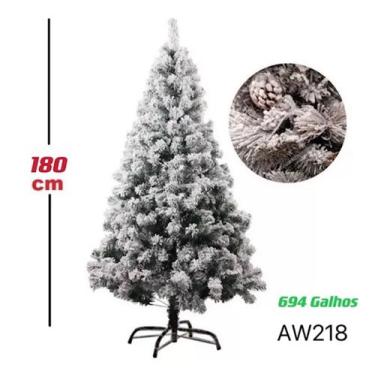 Imagem de Árvore De Natal Luxo Pinheiro Com Neve Nevada Pinha AW218-1.80m-694 ga