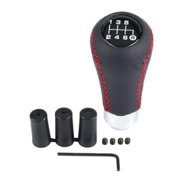 Imagem de Qiilu Universal Carro Veículo 6 Speed Gear Shift Knob PU Shifter Stick com 3 mangueirasQiilu vermelho YePinUS-QC13770-01