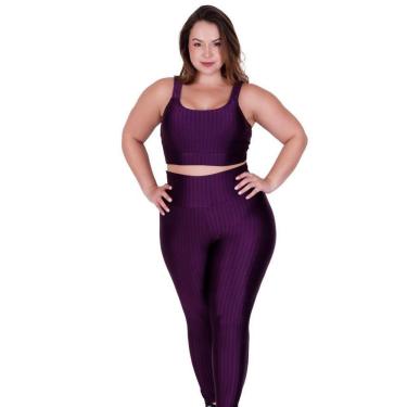 Imagem de Conjunto Top com Bojo Removível e Calça para Academia Plus Size Fitness 3D Barbara-Feminino