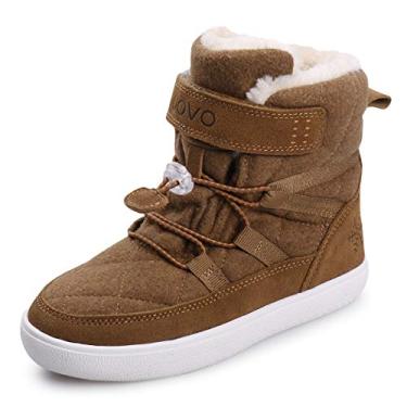 Imagem de Botas de Neve para Meninos UOVO Botas de Inverno Infantis Impermeáveis Inverno Botas de Neve para Meninos Quentes e Resistentes ao Deslizamento Externo (Meninos Pequenos/Meninos Grandes), Brown-one, 5 Big Kid