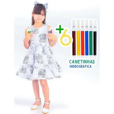 Imagem de Vestido para Colorir + Canetinha Hidrografica : Moda Criativa Inspirad