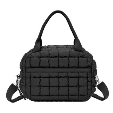 Imagem de Lancheira fofa para mulheres, lancheira acolchoada com alça à prova de vazamento, isolada, lancheira térmica para trabalho de escritório, preta