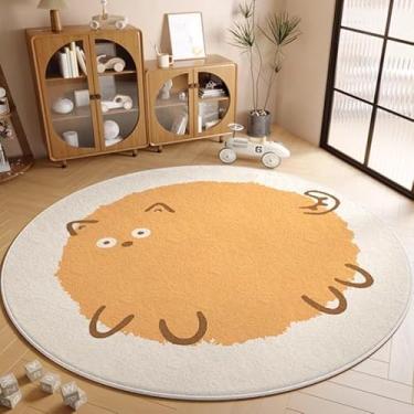 Imagem de Poowe Tapete de quarto infantil de gato grande, tapetes redondos laváveis de 80 cm para bebês, meninos, meninas, tapetes macios antiderrapantes para sala de estar, quarto, sala de jogos, sala de aula