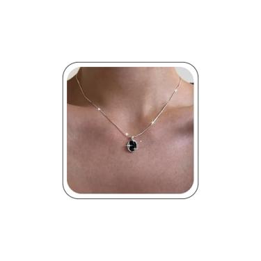 Imagem de TseanYi Colar com pingente oval de safira azul claro, colar com pingente de cristal, caixa de prata, colar minimalista com pingente de pedra da lua azul e pedras preciosas, Zinco, Sem Pedra Preciosa