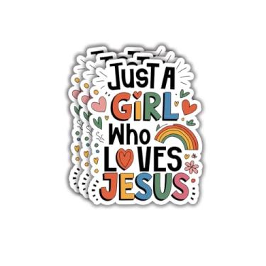 Imagem de (3 peças) Adesivo Just A Girl Who Loves Jesus Citações inspiradoras Cristão Jesus Versículo da Bíblia Decalque Adesivos de Presente para Tumbler Laptop Kindle Garrafas de Água Tablet Livro Telefone