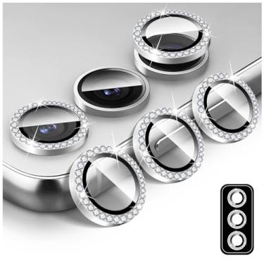 Imagem de Kucheed Protetor de lente de câmera Diamond para Samsung Galaxy A25, protetor de tela de vidro temperado 9H, anel de proteção de metal de alumínio individual antiarranhões Bling