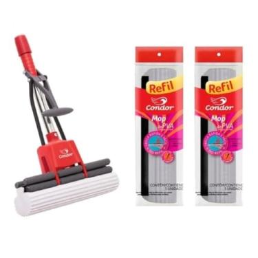 Imagem de Kit Mop PVA Sem Cabo Rodo Esfregão Esponja Absorvente 1620 + 2 Refil 1620R