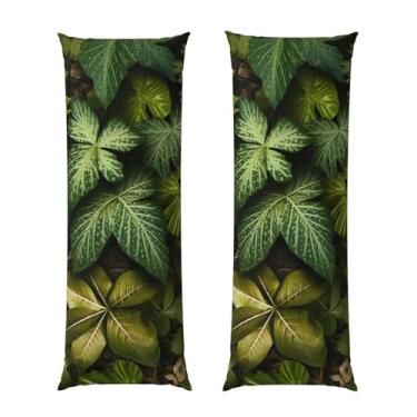 Imagem de Capa de travesseiro corporal com zíper ultramacia e refrescante, capa protetora respirável, folhas verdes e plantas, capa de almofada decorativa para casa 50,8 cm x 137,2 cm