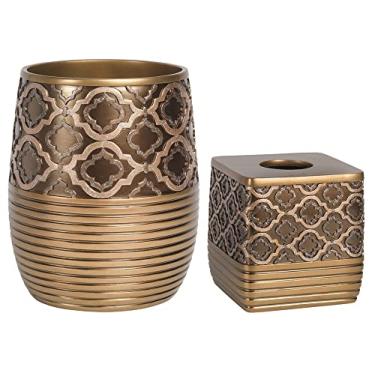 Imagem de Zahari Home Conjunto de Acessórios de Banho Modernos com Fuso de 2 Peças, Cesto de Lixo e Caixa de Lenços, Moderno, Clássico, Contemporâneo, Decorativo, Belos Designs, Conjunto de (Conjunto De Cesto D