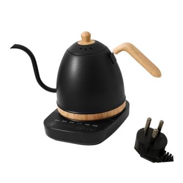 Imagem de Baoblaze Chaleira elétrica de pescoço de ganso multiuso para presente doméstico, caldeira de água quente de aço inoxidável, chaleira para amantes de cerveja, Grão de Madeira Preta