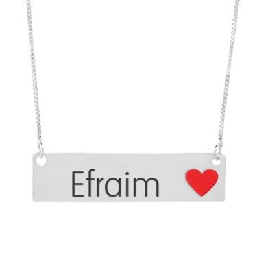 Imagem de Colar Nome Personalizado Coração Resinado Efraim Banhado Prata 1000-999001523
