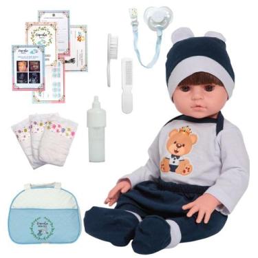 Imagem de Boneco Reborn Bebê Masculino Corpo de Silicone Stitch Fofo - Cegonha R