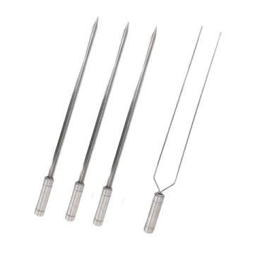 Imagem de Kit 4 Espetos Para Churrasco Inox Duplo e Espada Lâmina 50c - INOX LAU