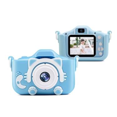 Imagem de Câmera Digital Infantil Portátil 20MP 1080P HD Câmera de Vídeo Filmadora Câmera Selfie recarregável fofa com Tela de 1,9 Polegadas e Jogos de Suporte Fotografia (GATINHO AZUL)
