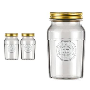 Imagem de 2 Pote Americano Mantimento Café Vidro Vintage 1,5L Nadir - NADIR FIGU