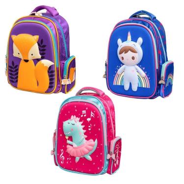Imagem de Mochila Infantil Escolar 3D Reforçada Costas Menina Menino