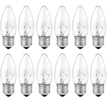 Imagem de SCOMX Lustre de ponta incandescente equivalente a 40W com lâmpadas incandescentes cristalinas e base de candelabro E26 médio (pacote com 12)