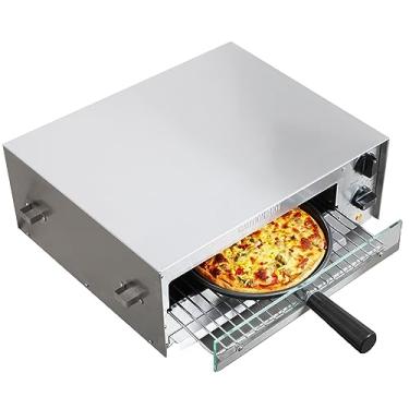 Imagem de CROSSON Forno de pizza congelado elétrico de bancada para ambientes internos com temporizador de 30 minutos, porta de vidro e luz interior, máquina de pizza comercial para uso em restaurante e casa