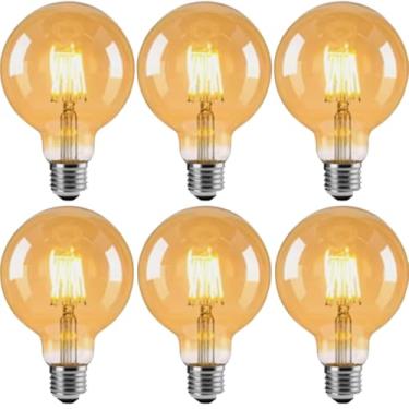 Imagem de Kit 6x Lâmpada Filamento Carbono Retrô Vintage G80 E27 40W 2400K Dimerizável (Tensão 220V)