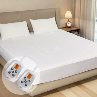 Imagem de Sunvivi Colchão aquecido king size, colchão elétrico para cama com temporizador de 12 horas e 10 configurações de calor, aquecedor de cama completo com controle duplo, lavável na máquina, 198 cm x 203