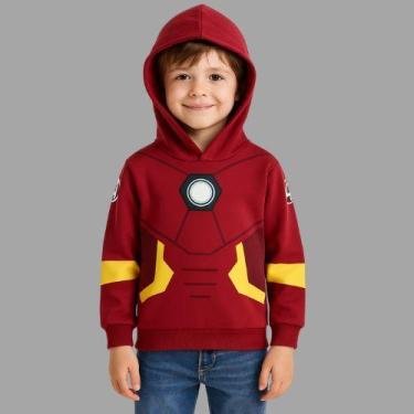 Imagem de Blusão Infantil Flanelado Menino Capuz Avengers Malwee Kids, 10, Verme