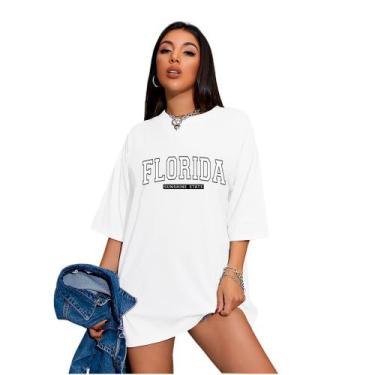 Imagem de Camiseta Oversized Feminina Florida Sunshine - FSL.CONF, Branco, GG