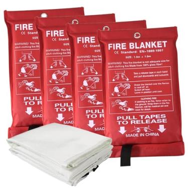 Imagem de Fire Retardant Fiberglass Fire Suppression Blanket Emergência Flame Retardant para Casa e Cozinha Segurança 39x39 Polegadas Reutilizável Fireproof Cover (4 pacote)