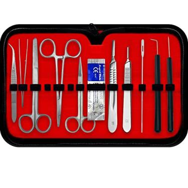 Imagem de DEXSUR Kit avançado de dissecação, 30 peças, kit de dissecação veterinária para estudantes de medicina com lâminas de cabo de aço inoxidável