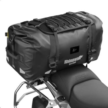 Imagem de Rhinowalk Bolsa traseira de motocicleta à prova d'água de 60 L, bolsa seca para motocicleta, com grande espaço de armazenamento para acampamento, passeios de barco, motocicleta, preta