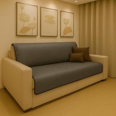 Imagem de Manta Impermeável para Sofá 135x135cm Antipelos Pet Proteção Cinza - V