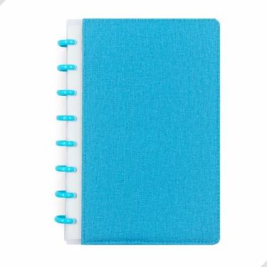 Imagem de Caderno Inteligente A5 Texturizado, 22x15cm, 80 Folhas, 8 Discos, Planner para Escola e Trabalho (Azul)