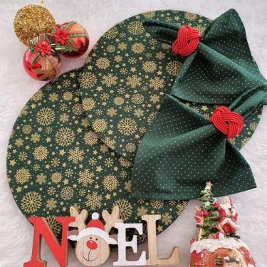 Imagem de Kit Mesa 04 Capas Sousplat 04 Bases 04 Guardanapos 04 Anéis - Criarte 