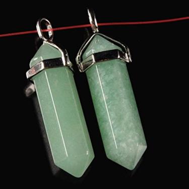 Imagem de Par de seis pirâmide pingente de pedra preciosa de chacra de pêndulo de 4 cm, acessório DIY para colar (Aventurina verde)