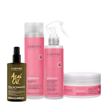 Imagem de Kit Cadiveu Profissional Essentials Glamour Shampoo Fluído Máscara e Açaí Oil 60 (4 produtos)